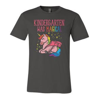 Unicorn Kindergarten Was Magical Last Day Graduation Girls Jersey T-Shirt | Mazezy