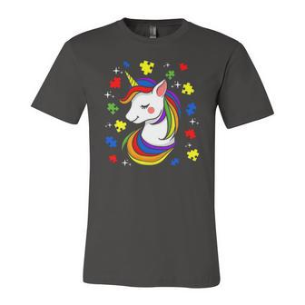 Unicorn Puzzle Piece Autism Awareness Boys Girls Jersey T-Shirt | Mazezy