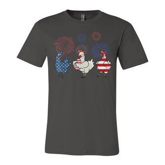 Usa Flag Chicken Fireworks Patriotic 4Th Of July Jersey T-Shirt | Mazezy