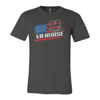 Va Nurse Usa American Flag Stethoscope 4Th Of July Patriotic V-Neck Jersey T-Shirt | Mazezy