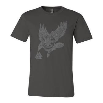 Viking Nordic Norse Mythology Raven & Runes Jersey T-Shirt | Mazezy