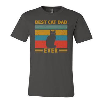 Vintage Best Cat Dad Ever Personalized For Cat Lovers Jersey T-Shirt | Mazezy
