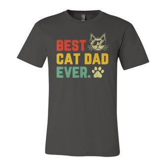 Vintage Best Cat Dad Ever Cat With Sunglasses Fathers Day Jersey T-Shirt | Mazezy