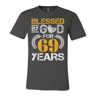 Vintage Blessed By God For 69 Years Happy 69Th Birthday Unisex Jersey Short Sleeve Crewneck Tshirt - Seseable