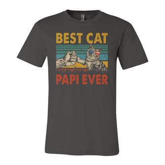 Vintage Retro Best Cat Papi Ever Dad Cat Lover Jersey T-Shirt | Mazezy