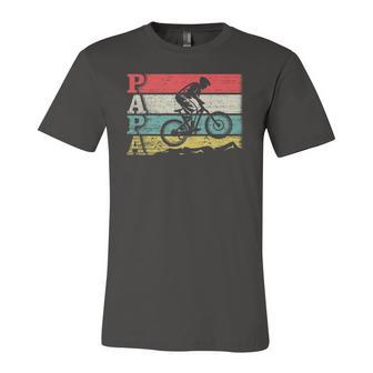Vintage Retro Cycling Papa Mountain Biking Rider Silhouette Jersey T-Shirt | Mazezy