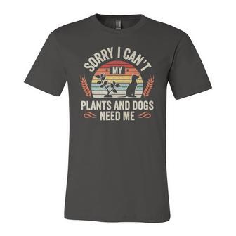 Vintage Retro Plants And Dog Lover Gardener Gardening Jersey T-Shirt | Mazezy