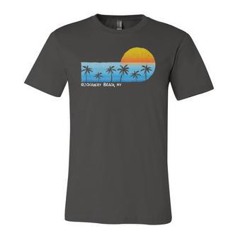 Vintage Rockaway Beach Ny Palm Trees & Sunset Beach Jersey T-Shirt | Mazezy