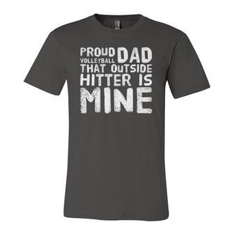 Volleyball Dad Of Outside Hitter Fathers Day Jersey T-Shirt | Mazezy