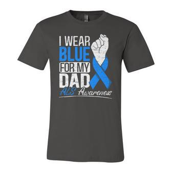 I Wear Blue For My Dad Als Awareness Supporter Warrior Jersey T-Shirt | Mazezy