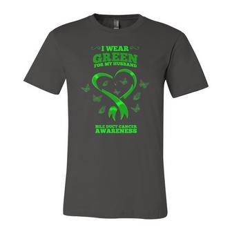 I Wear Green For My Husband Bile Duct Cancer Awareness Jersey T-Shirt | Mazezy