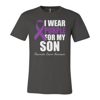 I Wear Purple For My Son Pancreatic Cancer Awareness Jersey T-Shirt | Mazezy