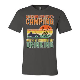 Weekend Forecast Camping With A Chance 19 Shirt Unisex Jersey Short Sleeve Crewneck Tshirt | Favorety UK