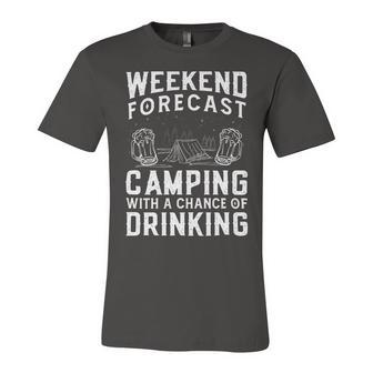 Weekend Forecast Camping With A Chance 22 Shirt Unisex Jersey Short Sleeve Crewneck Tshirt | Favorety CA