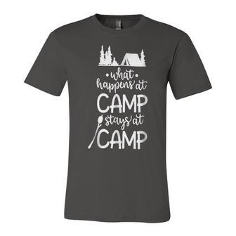 What Happens At Camp Stays At Camp Shirt Kids Camping Girls Unisex Jersey Short Sleeve Crewneck Tshirt - Monsterry UK