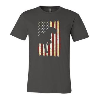 Wirehaired Pointing Griffon Silhouette American Flag Jersey T-Shirt | Mazezy
