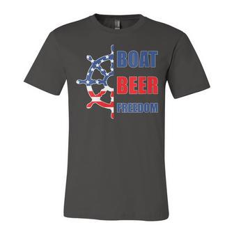Womens Boat Beer Freedom Nautical Boating 4Th Of July Boaters Unisex Jersey Short Sleeve Crewneck Tshirt - Seseable