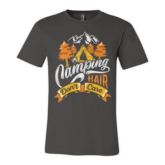 Womens Camping Hair Dont Care Shirt Funny Camp Outdoor T Shirt Unisex Jersey Short Sleeve Crewneck Tshirt - Monsterry UK