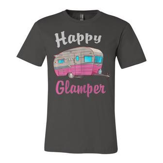 Womens Happy Glamper Camping Lover Girl Camper Camp Vacation Shirt T Shirt Unisex Jersey Short Sleeve Crewneck Tshirt - Monsterry AU