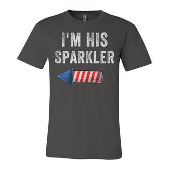 Womens Im His Sparkler His And Her 4Th Of July Matching Couples Unisex Jersey Short Sleeve Crewneck Tshirt - Seseable