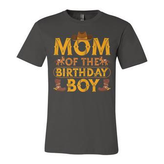 Womens Mom Of The Birthday Boy Cowboy Western Theme Birthday Party Unisex Jersey Short Sleeve Crewneck Tshirt - Seseable