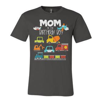 Womens Mom Of The Birthday Boy Family Matching Train Car Fire Truck Unisex Jersey Short Sleeve Crewneck Tshirt - Seseable