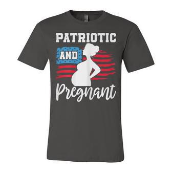 Womens Patriotic And Pregnant Baby Reveal 4Th Of July Pregnancy Unisex Jersey Short Sleeve Crewneck Tshirt - Seseable