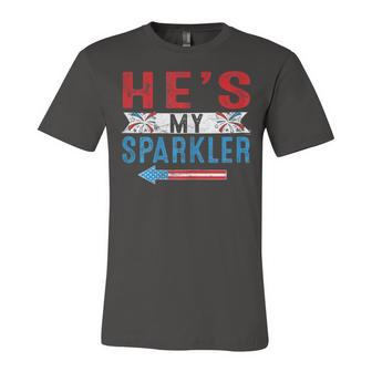 Womens Shes My Firecracker Funny 4Th July Matching Couples For Him Unisex Jersey Short Sleeve Crewneck Tshirt - Seseable