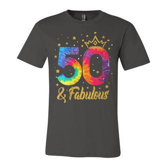 Womens Women 50 & Fabulous Happy 50Th Birthday Crown Tie Dye Unisex Jersey Short Sleeve Crewneck Tshirt - Seseable