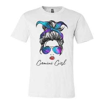 Womens Gemini Girl Zodiac Sign Horoscope Birthday Messy Bun Galaxy  Unisex Jersey Short Sleeve Crewneck Tshirt