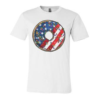 4Th Of July Donut Usa Flag Graphic American Doughnut Jersey T-Shirt | Mazezy