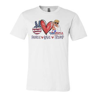 4Th Of July Peace Love Trump Merica Usa Flag Patriotic Jersey T-Shirt | Mazezy