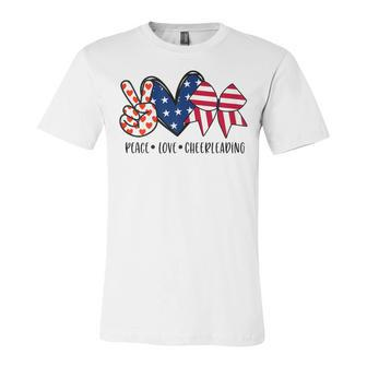 4Th Of July Cheerleading American Flag Bow For Girls Ns Unisex Jersey Short Sleeve Crewneck Tshirt - Seseable