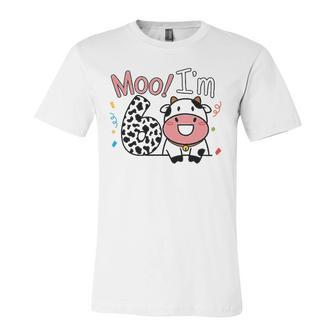 6Th Birthday Moo Cow Theme Farm Animal Six Years Old Party Jersey T-Shirt | Mazezy