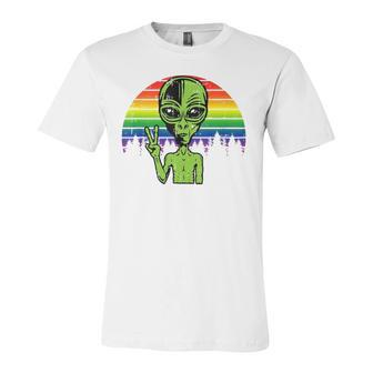 Alien Peace Lgbt Gay Pride Costume Retro Halloween Jersey T-Shirt | Mazezy