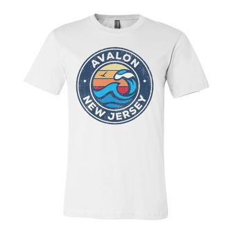 Avalon New Jersey Nj Vintage Nautical Waves Jersey T-Shirt | Mazezy