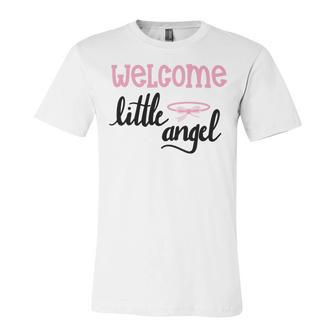 Baby Shower Text Design Welcome Little Angel Unisex Jersey Short Sleeve Crewneck Tshirt | Favorety