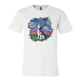 Beagle Starry Night Impressionist Dog Lovers Jersey T-Shirt | Mazezy