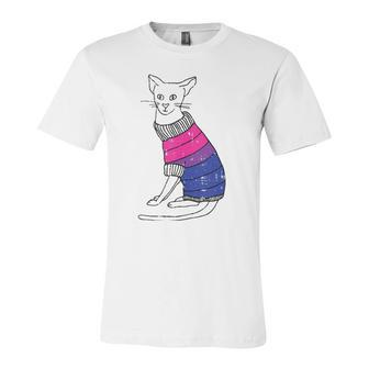 Bisexual Cat Lgbt-Q Pride Cute Kitten Kitty Proud Ally Jersey T-Shirt | Mazezy