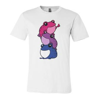 Bisexual Frog Bi Pride Lgbtq Cottagecore Kawaii Jersey T-Shirt | Mazezy