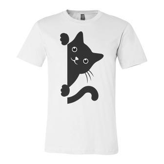 Black Cat Peeking Unisex Jersey Short Sleeve Crewneck Tshirt | Favorety AU