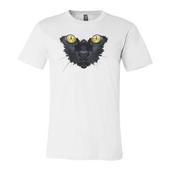 Black Cat Yellow Eyes Kitty Kitten Cat Face Jersey T-Shirt | Mazezy
