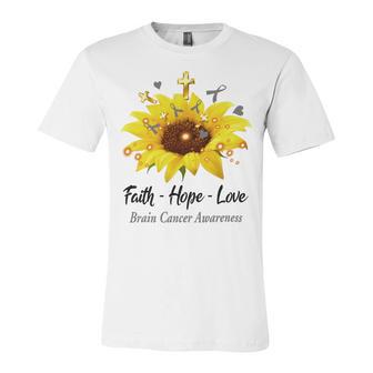 Brain Cancer Awareness Faith Hope Love Unisex Jersey Short Sleeve Crewneck Tshirt | Favorety DE