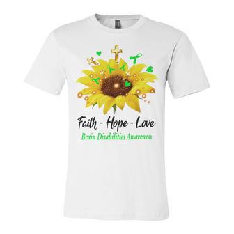 Brain Disabilities Awareness Faith Hope Love Unisex Jersey Short Sleeve Crewneck Tshirt | Favorety CA