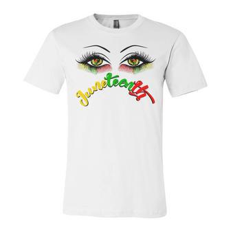 Bright Eyes Juneteenth African American Eye Black Flag V2 Unisex Jersey Short Sleeve Crewneck Tshirt | Favorety