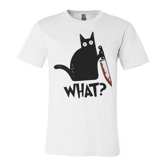 Cat What Murderous Black Cat With Knife Unisex Jersey Short Sleeve Crewneck Tshirt | Favorety