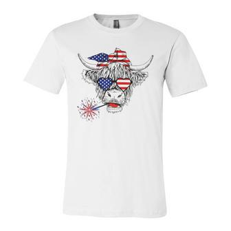 Cow American Flag 4Th Of July Us 4Th Of July Farm Cattle Usa Unisex Jersey Short Sleeve Crewneck Tshirt - Seseable