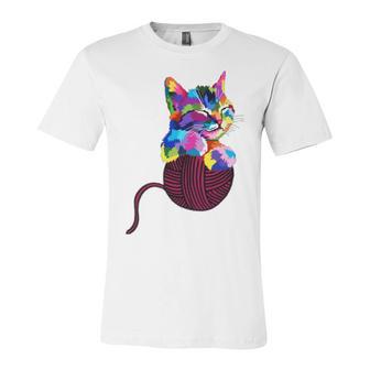 Cute Cat Gift For Kitten Lovers Colorful Art Kitty Adoption Unisex Jersey Short Sleeve Crewneck Tshirt | Favorety AU