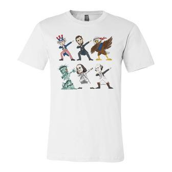 Dabbing Uncle Sam And Friends 4Th Of July Boys Girls Kids Jersey T-Shirt | Mazezy