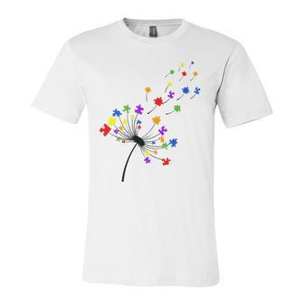 Dandelion Puzzle Piece Autism Awareness Flower Boys Girls Jersey T-Shirt | Mazezy